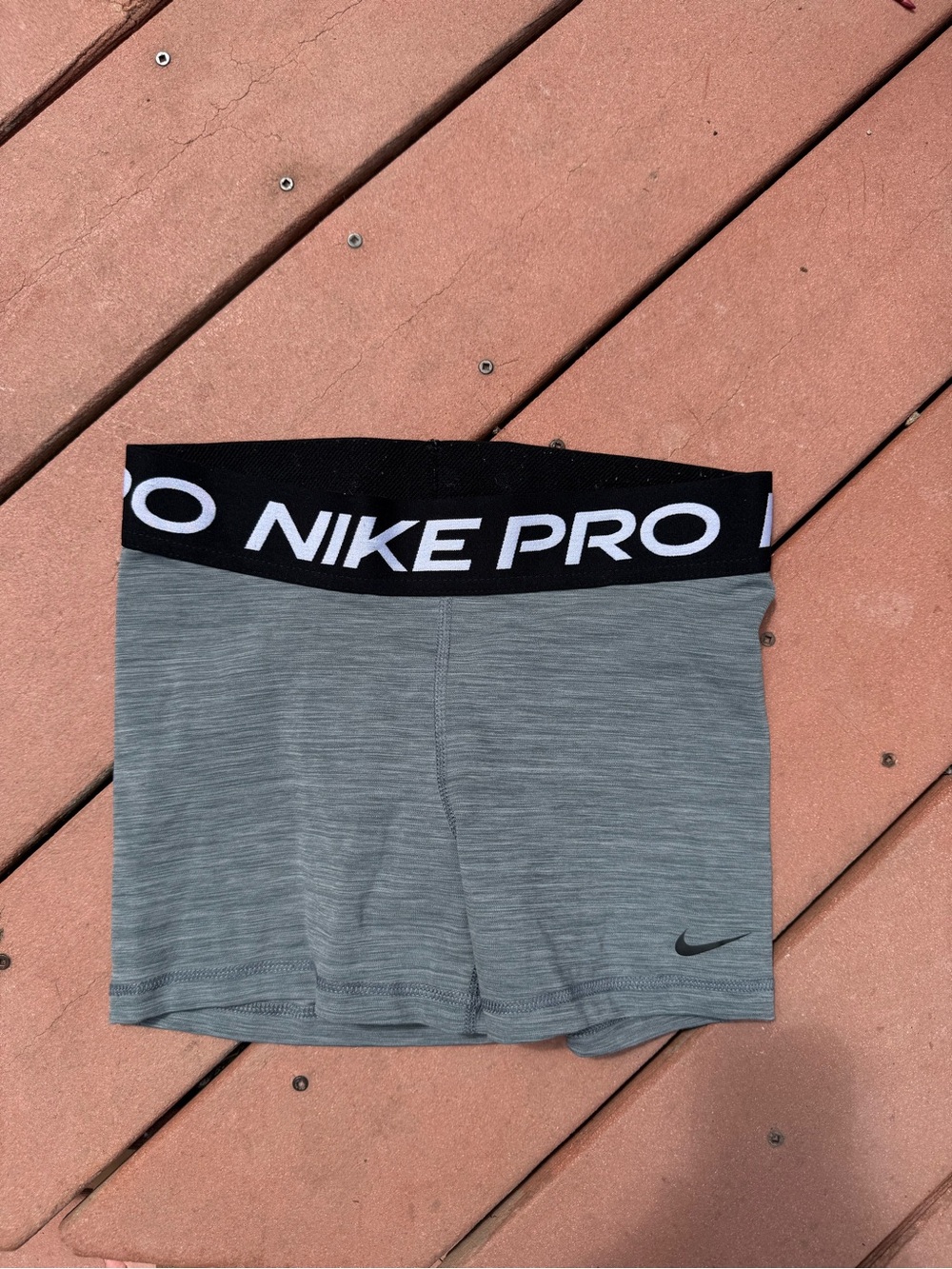 Nike Pro Gray Athletic Shorts with Black Waistband